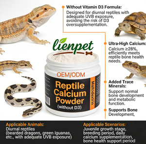 Polvo de Calcio para Reptiles (Sin D3), Apto para Reptiles Diurnos, Favorece el Desarrollo Óseo Normal y la Función Metabólica - Product Image 3