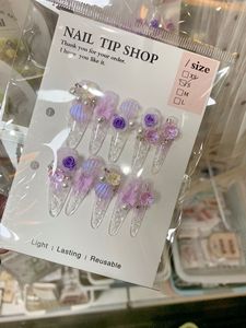 10 Uds. <span class=keywords><strong>Uñas</strong></span> Postizas de Lujo 3D <span class=keywords><strong>con</strong></span> Diseño Floral Transparente, <span class=keywords><strong>Uñas</strong></span> Acrílicas Hechas a Mano al por Mayor, Cobertura Completa <span class=keywords><strong>con</strong></span> Pegamento - Product Image 5