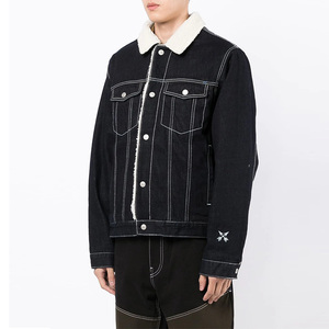 Chaqueta vaquera de moda para hombre, 100% algodón, Faux-shearling - Product Image 4