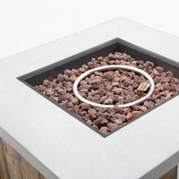 Table de foyer au gaz Propane, Patio carré de 36 pouces avec Base d'apparence à Texture bois