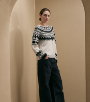 Jacquard-Strickpullover 100% Baumwolle Nordisches Muster Rundhals Herbst Winter Casual Pullover Individuelles Logo-Design Großhandel Fabrik OEM