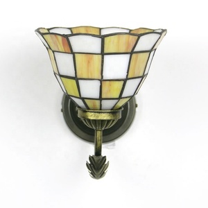 LongHuiJing tiffany Lamps Corridor Sconce Lamp Baroque White Blue Antique Brass Gird Patterned <b>Light</b> Decorative Lamps - Product Image 5