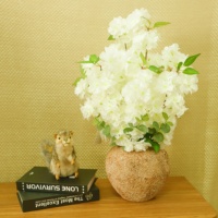 Pohon Bonsai Bunga Sakura Hampir Alami Bunga Buatan Kuning Tanaman Pot Dekorasi Meja Bonsai Bunga Palsu untuk Pernikahan