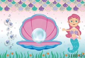 Little Mermaid Buon Compleanno Banner Sotto il Mare Decorazioni Del Partito, Della Sirena Decorazione Della Sirena Del Partito Forniture Sfondo - Product Image 2