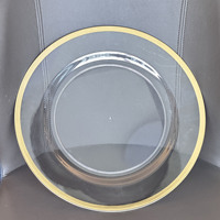 Assiette de présentation décorative de luxe vintage en plastique transparent doré, style rétro, pour mariage, fête, Noël
