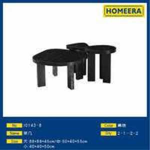 Homeera Coffee <b>Table</b> 88x88x45cm Black Nesting Modern Living Room Furniture - Product Image 1