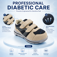 Chaussures Diabétiques Confortables Directes d'Usine Tissu Respirant Fermeture Auto-agrippante Réglable Semelle EVA Antidérapante