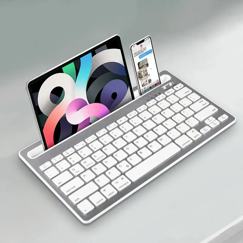 Mobil Tablet telefon Bluetooth klavye kart yuvası sessiz klavye çift kanallı ofis kablosuz klavye şarj