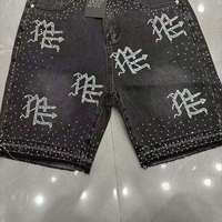 Shorts en jean tendance MIXED EMOTION, dernières nouveautés, entièrement ornés de diamants, style vintage hip-hop streetwear pour hommes et femmes