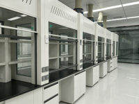 Chambre à fumées de laboratoire tout acier avec surface de travail résistante aux produits chimiques et rideau en verre réglable pour petites opérations de laboratoire