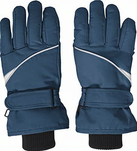 Unisex Winter Ski Gloves Full Finger Polyester Thermal Insulated Hook And Loop Closure Blue - Product Image 1