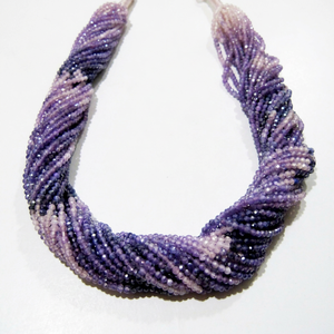 Perles facettées rondes en pierre de lune violette naturelle, plaquées argent AB mystique, 2,5 mm, brin de 13 pouces de long - Product Image 1