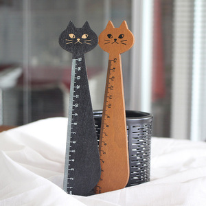 Règle en bois en forme de chat Tithe 15 cm pour dessin et traçage, papeterie étudiante style coréen - Product Image 1