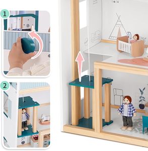 Ensemble de jouets <span class=keywords><strong>maison</strong></span> en bois élégante, simulation de <span class=keywords><strong>maison</strong></span> de ville pour poupées, avec meubles pour enfants KB0283 - Product Image 5