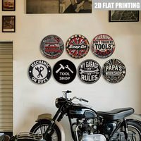 Juego de Letreros Metálicos Redondos para Taller Mecánico, Decoración Retro para Pared de Taller o Cuarto de Hombre