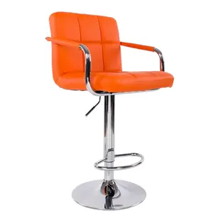 เก้าอี้บาร์หนังปรับระดับได้สำหรับร้านอาหารเก้าอี้ทางเพศสูงเก้าอี้สตูลหมุนได้มีที่วางแขน
