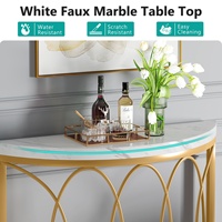 Tribesigns table console de luxe en faux marbre 43 "demi-lune canapé table d'entrée pour boutique affichage bureau console en pierre