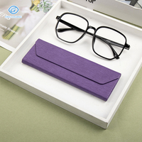 Étui à lunettes pliable triangulaire en cuir PU fait main, boîte de rangement pour lunettes de soleil avec logo personnalisé, couleur personnalisée