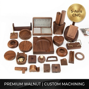 ชิ้นส่วนไม้วอลนัทสีดำธรรมชาติ ผลิตด้วยเครื่อง CNC Router พร้อมความแม่นยำ +/-0.1 มม. สำหรับงานตกแต่งบ้านแบบสร้างสรรค์ตามสั่ง - Product Image 1