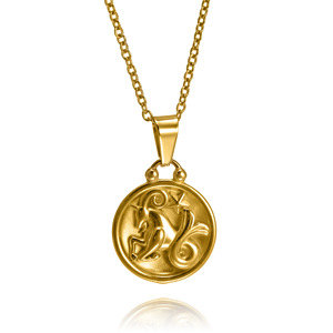 12 Zodiac Coin Collier Double Taille Plaqué Or En Acier Inoxydable À La Mode Horoscope Signe Pendentif Chaîne Colliers - Product Image 4