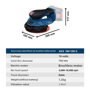 เครื่องขัดกระดาษทรายไร้สายไฟฟ้า 18V ปรับความเร็วได้ สำหรับขัดผนังและไม้ รุ่น GEX18V-150-3 ขายส่ง - Product Image 4