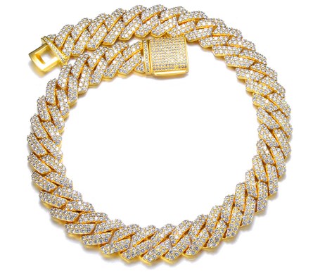 N03253-19MM 2 Row Cuban Prong Chain-Gold