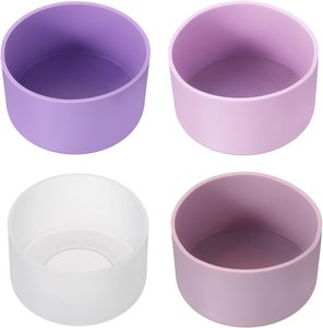 Ensemble de 6 porte-gobelets en silicone réutilisables, colorés, pour voyage, violet, bleu, vert, rose, jaune, orange - Product Image 2