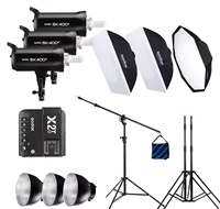 Kit d'Éclairage de Studio Photo Professionnel Godox SK400II-V 1200W Lampe 3 * 400W Kit de Lumière Flash Stroboscopique