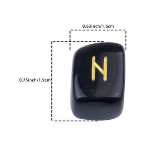 Groothandel Natuursteen Zwart Obsidiaan Goud Vulling Kleur Futhark Gegraveerde Runen Set - Product Image 6