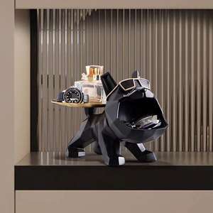 Statue de <span class=keywords><strong>bouledogue</strong></span> <span class=keywords><strong>français</strong></span> en acier et résine, sculpture de chien, décoration de salon, plateau de rangement de table, ornements, décoration de bureau à domicile, thème artistique - Product Image 3