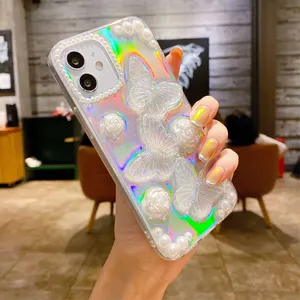 Capa de celular luxuosa e transparente, capinha traseira com pérolas, estilo oppo reno 7 pro/reno 6 pro/k9/a11/f9