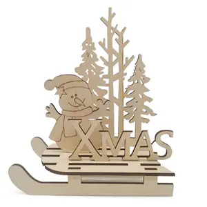 Décor de Table de noël en bois, Figurine de renne, ornement pour fête de noël, décoration d'arbre de Table, jupe de cheminée