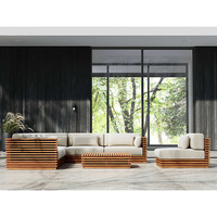 Ensemble de canapés de patio personnalisable en usine, résistant aux intempéries, en teck massif, pour hôtel, ensemble de canapés modulaires d'extérieur