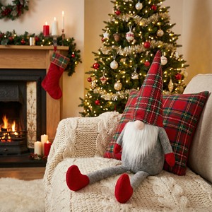 Gnomi Natalizi Rossi SANWEI, Peluche Tomte, Decorazione Babbo Natale Svedese, Gnomo Scandinavo Senza Volto, Decorazione Festiva per Casa e Tavolo - Product Image 1