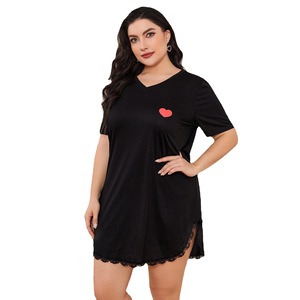 <span class=keywords><strong>Chemise</strong></span> <span class=keywords><strong>de</strong></span> <span class=keywords><strong>nuit</strong></span> ample et décontractée en mélange <span class=keywords><strong>de</strong></span> rayonne pour femmes rondes, idéale pour la maison, printemps-été - Product Image 5