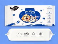 Lingettes pour animaux de compagnie OEM sous marque privée pour chiens et chats, hypoallergéniques, sans alcool, pour le nettoyage des pattes, du corps et des yeux, et la désodorisation des taches de larmes.