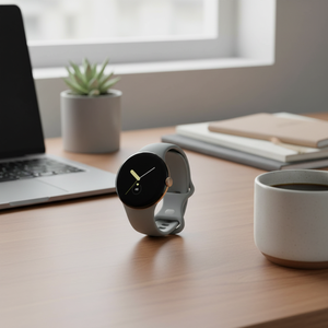 Google Pixel นาฬิกาสมาร์ทวอทช์สแตนเลสสีทอง41มม. พร้อมสายรัดสีน้ำตาลแดง - Product Image 3