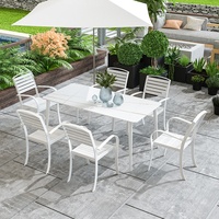 Meubles de salle à manger en métal blanc de style américain, table et chaises pour villa, jardin, balcon, cour, utilisation en extérieur