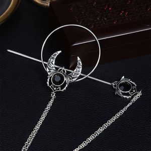Retro Viking Crescent Moon Imitation Gemstone Unique Witch Accessory Beautiful Scandinavian Norwegian Style Hairpin Hair Stick - Product Image 5