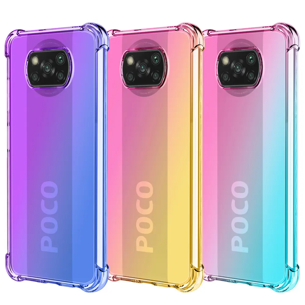 Gradient Soft TPU Crystal Transparent Clear Case for Xiaomi Mi 10 10T Lite Poco M3 X3 Pro A2 A3 8 9 SE CC9 CC9E Cover