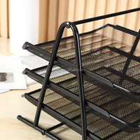 Porte-fichiers de bureau multifonctionnel Stable Amovible Trois couches Fer Art Stockage de données Grille métallique Rack de rangement de bureau Plateau de fichiers