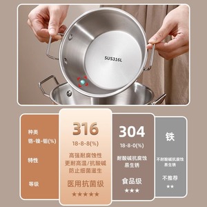 Korean Style 316 Stainless Steel Soup <b>Pot</b> Double Handle Food Grade Ramen Bowl <b>Induction</b> Cooker - Product Image 1