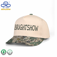 OEM ODM Maatwerk 5 Panelen Lederen Baseballpet Twee Kleuren Camouflage Print Petten voor Heren Dames Sportief Streetwear Reizen