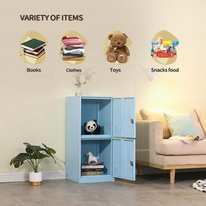 <span class=keywords><strong>Casier</strong></span> de rangement vertical en métal à 2 portes, empilable, dispositif anti-chute, conception verrouillable, compartimenté pour la chambre à coucher - Product Image 4