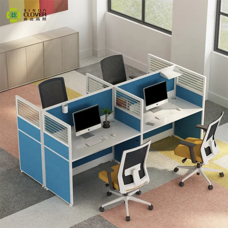 Mesa de Trabajo Modular para 4 estaciones de trabajo, escritorio de trabajo, para call center y oficina