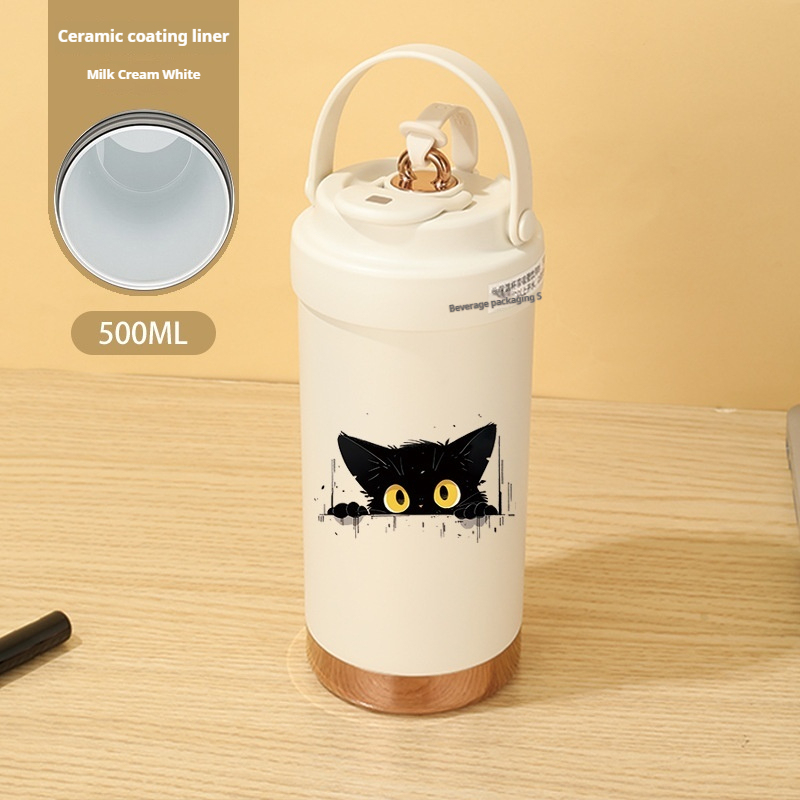 Crema bianca-grandi occhi gatto nero-1