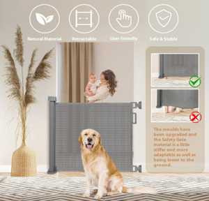 Cổng bé có thể thu vào 33 "cao, mở rộng đến 55" cổng có thể thu vào rộng cho cầu thang, cửa ra vào, hành lang, màu xám trong nhà và ngoài trời - Product Image 2