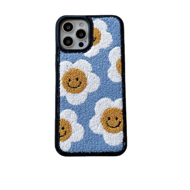 For 14 13 12 11 15 Pro Max Embroidery TPU+PC+PU Shockproof Waterproof Custom Floral Ladies Phone Case 2023