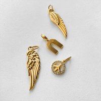 Pendentif EManco, motif aile d'ange, plume, plaqué or, fabrication de bijoux, collier, bracelet, cadeau d'anniversaire, ornement
