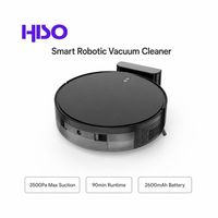 Robot aspirateur et serpillière, aspiration 3770 Pa, bac à poussière 220 ml, batterie 2600 mAh, autonomie 90 min avec station de charge, fonction de nettoyage à sec, noir